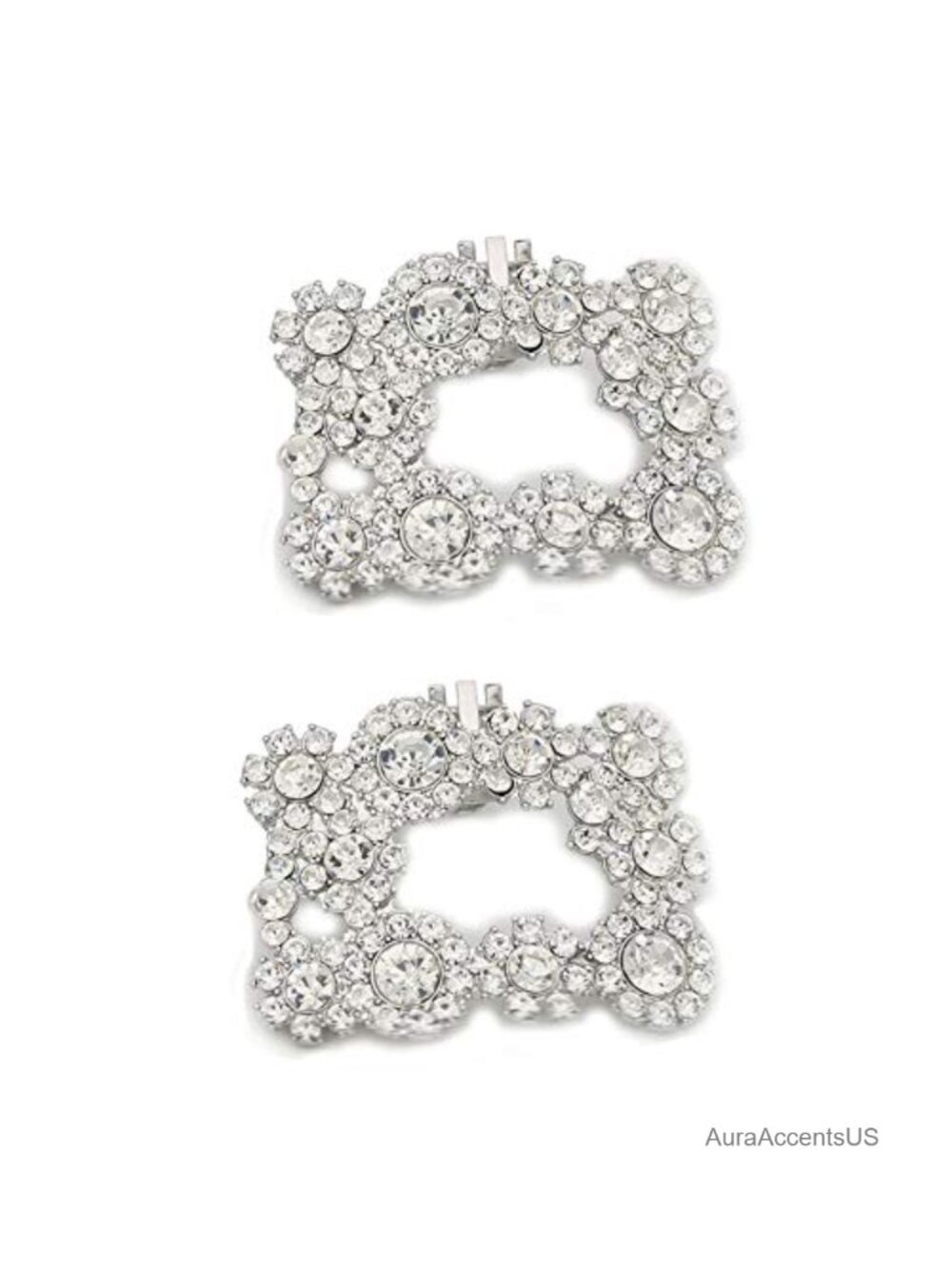 2Pcs Rhinestone Flower Shoe Clips Decorative Wedding Charms